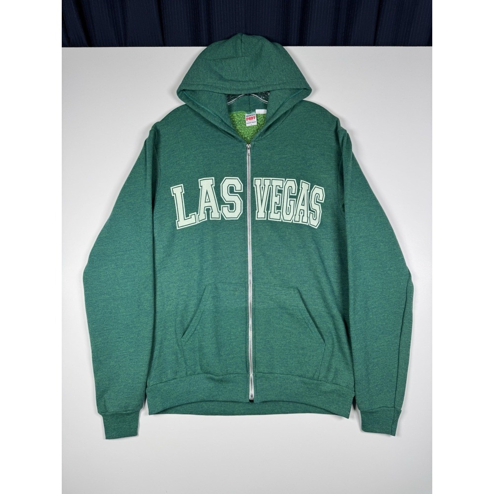 + LAS VEGAS Full Zip Hoodie Green - F497 American Apparel - Men's Large